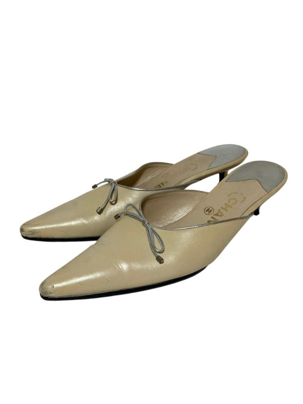 Chanel Ribbon Pointed Toe Sandals Ivory Spring Summer Fall Winter